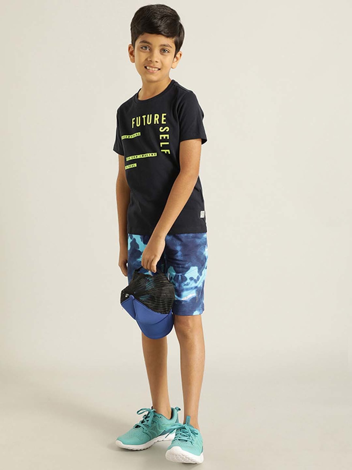 Indian Terrain Kids Navy Cotton Printed T-Shirt