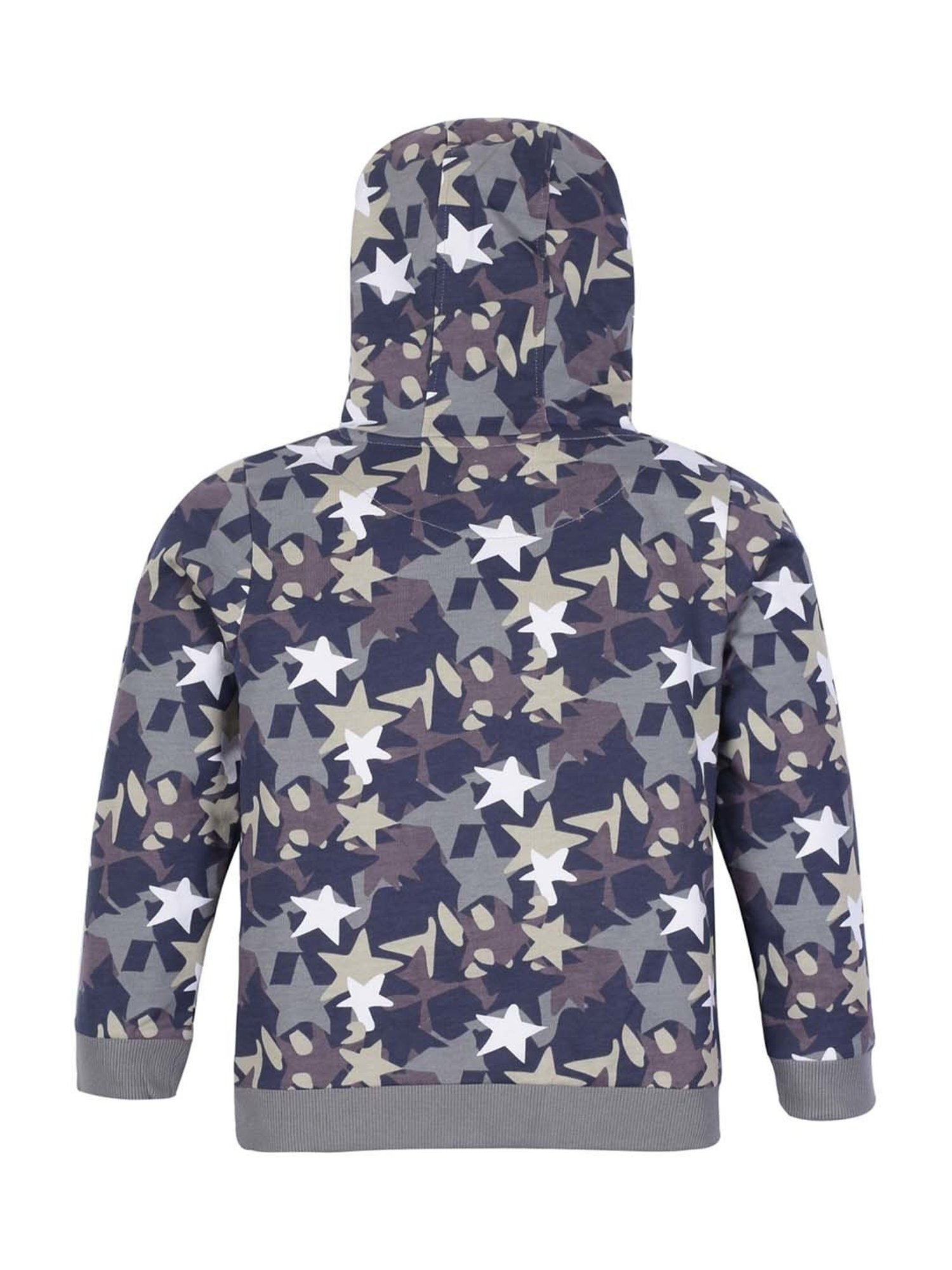 Plum Tree Kids Green & Blue Cotton Printed Full Sleeves Hoodie