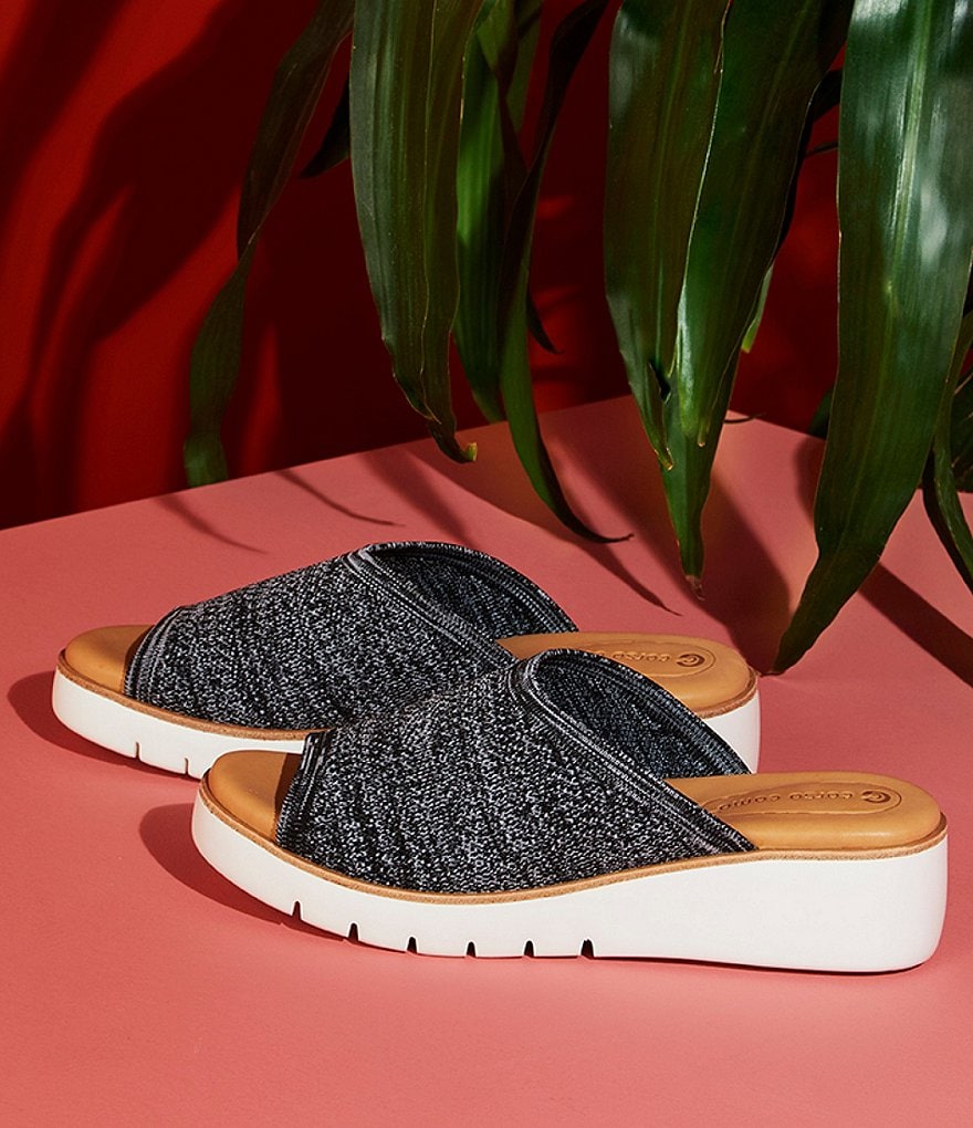 CC Corso Como Ditya Two-Tone Knit Slide Wedge Sandals