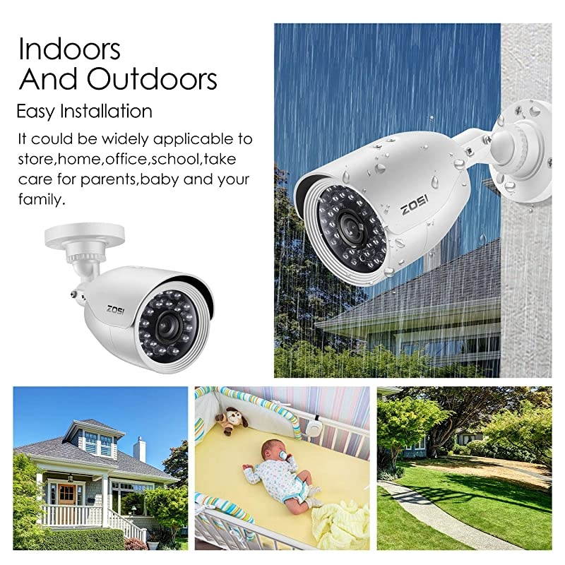 1080p H265+ Home Security Camera System 5MP Lite 8 Channel CCTV DVR Recorder with 4 x 1920TVL Security Camera Outdoor Indoor 80ft Night Vision Remote Access Motion Detection No Hard Drive