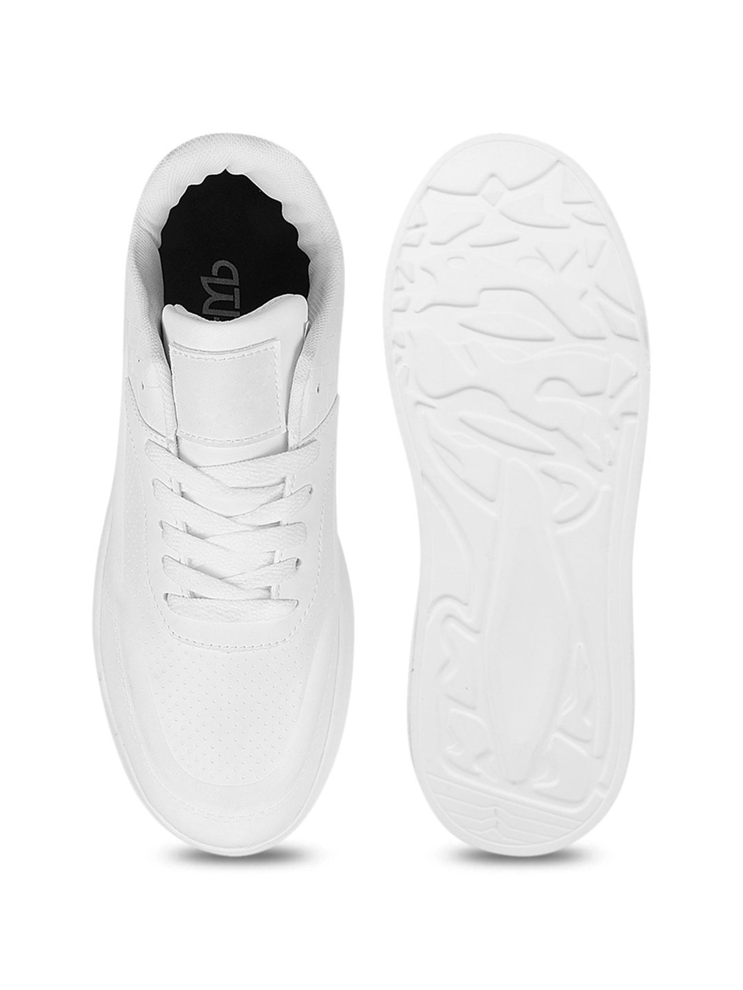 The White Pole Men's White Casual Sneakers