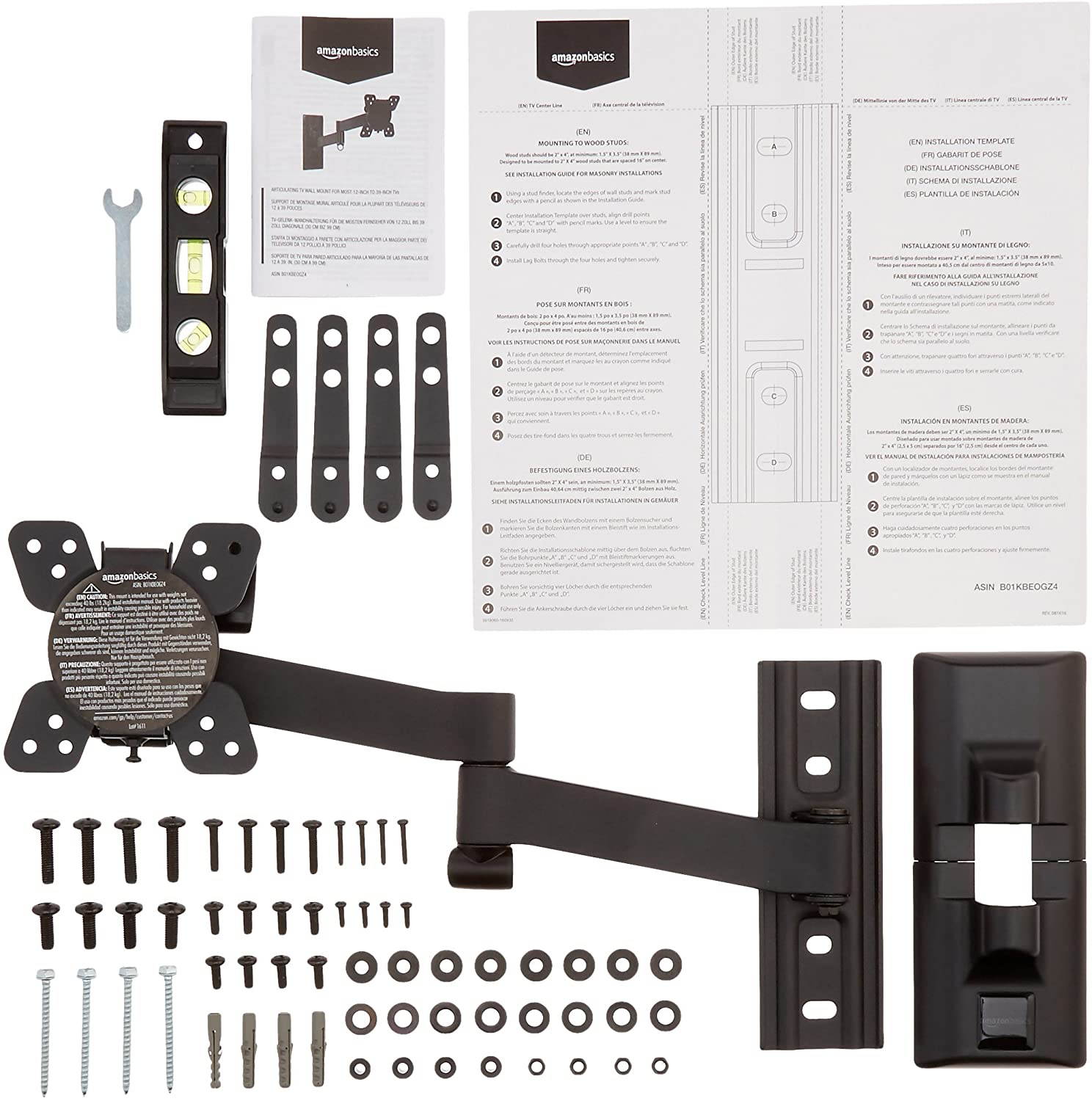 Heavy-Duty, Full Motion Articulating TV Wall Mount for 12-inch to 39-inch LED, LCD, Flat Screen TVs