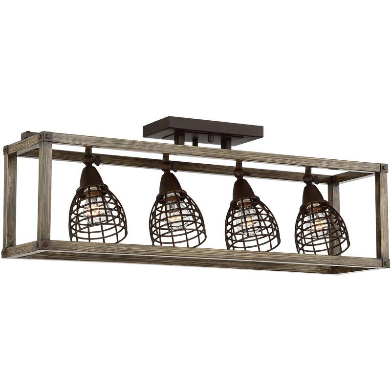 Pro Track Verdorn 4-Light Oiled Bronze with Wood Cage Track Fixture