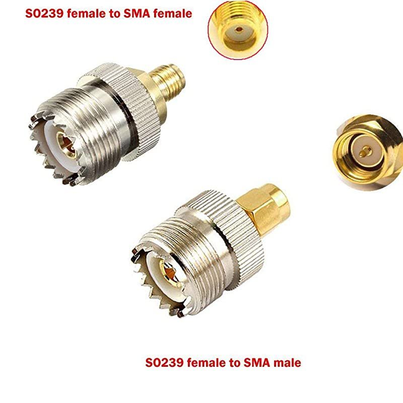 Kits 2 Set RF Coax Coaxial Adapter Connector SMA to UHF PL259 SO239 SMA Jack/Plug to UHF Nickel Gold Plated Test Converter Pack of 8 &hellip;