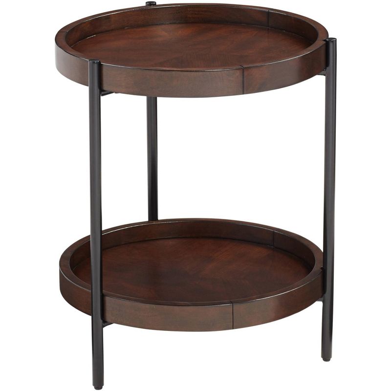 55 Downing Street Taos Round Walnut Accent Table