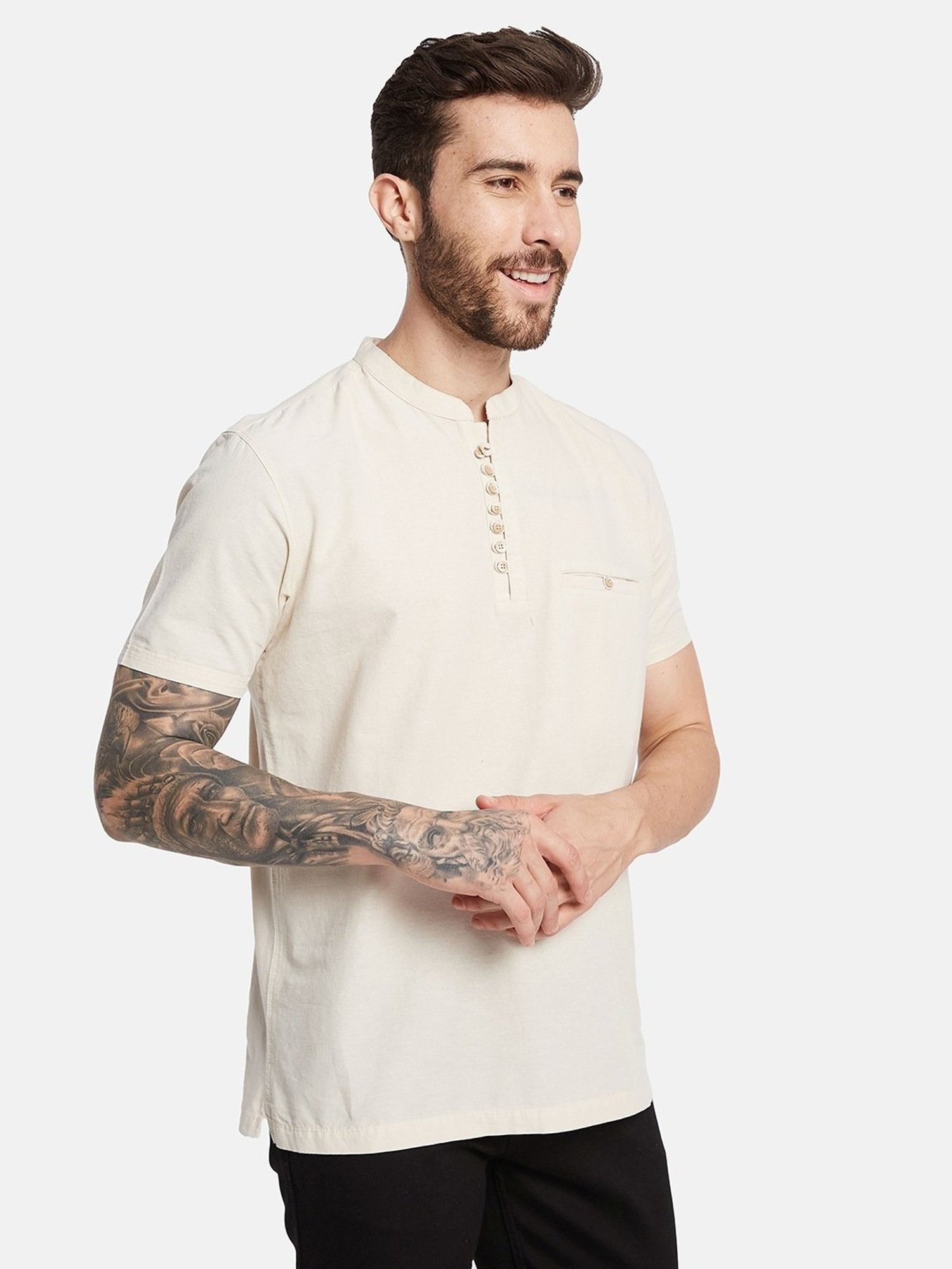 Octave Natural Regular Fit Henley T-Shirt