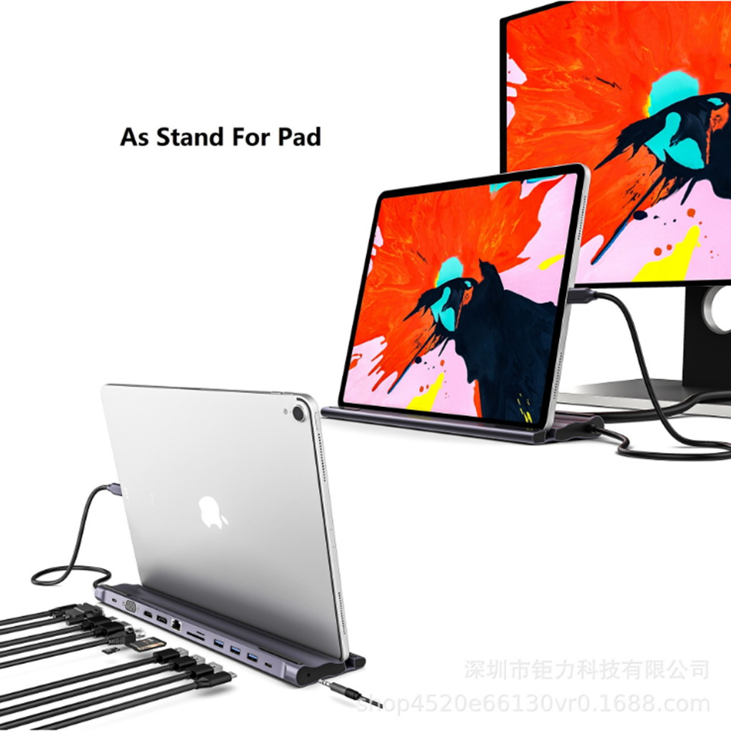 USB C Hub HDMI Ethernet Adapter 11 in 1 USB Type-C Hub to HDMI 4K VGA, Suitable for Samsung Dex Station, Universal Laptop Dock Hub with 87W PD Compatible with MacBook Pro / 2018 2017 / iPad / Air 2018