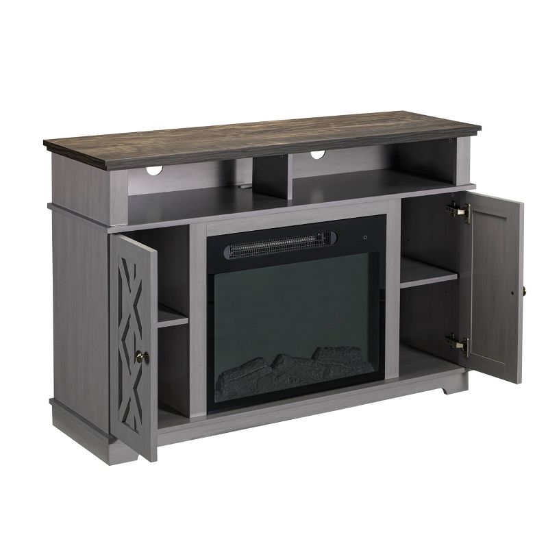 48" TV Stand For TVs up to 55" with Electric Fireplace Gray - Home Essentials