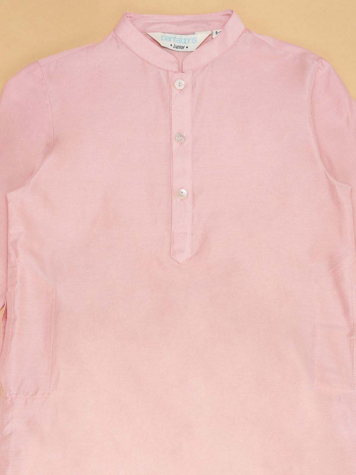 Indus Route by Pantaloons Kids Pink & White Regular Fit Full Sleeves Kurta Set