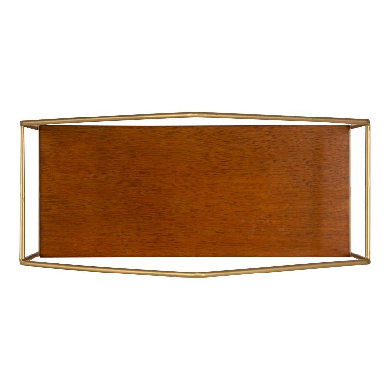 18" x 34" Lora Mid-Century Wall Shelf Walnut Brown - Kate & Laurel All Things Decor