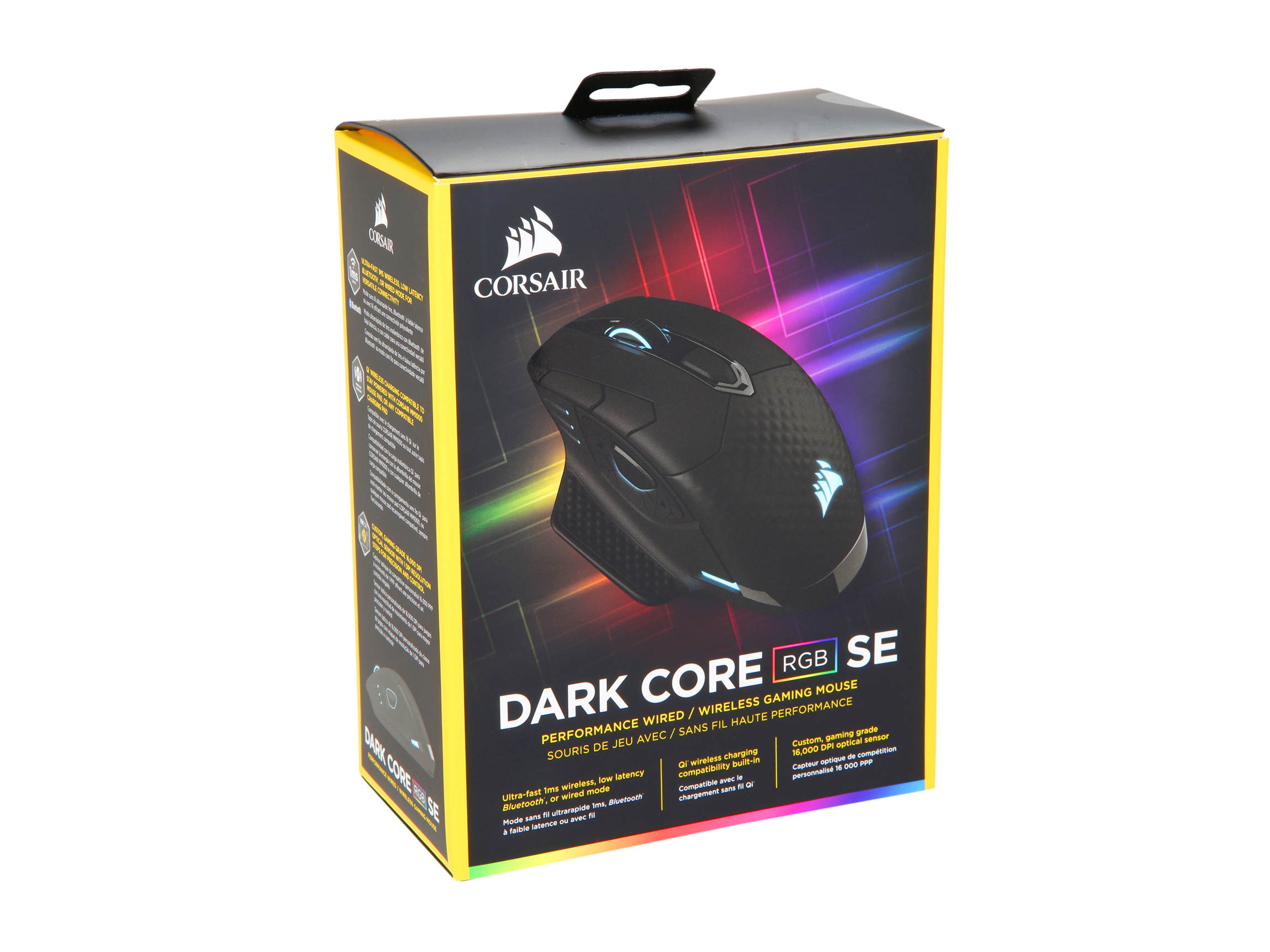 CORSAIR DARK CORE RGB SE Performance Wired / Wireless Gaming Mouse with Qi Wireless Charging, Black, Backlit RGB LED, 16000 dpi, Optical