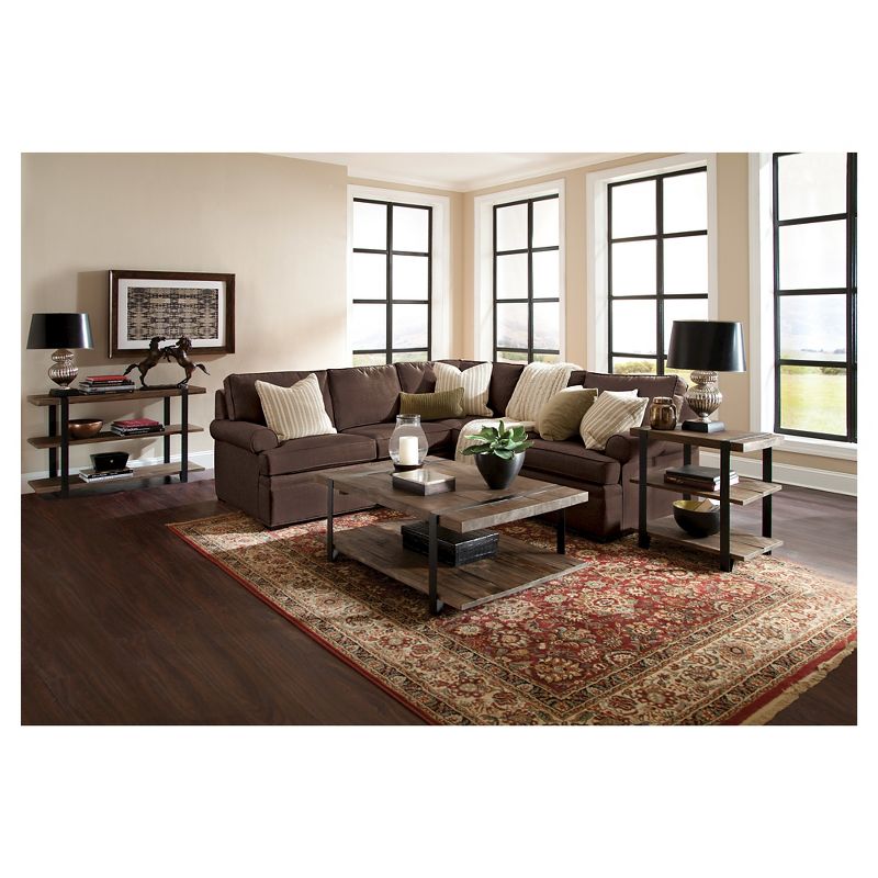 27" Modesto Wide 2 Shelf End Table Metal Strap and Reclaimed Wood Brown - Alaterre Furniture