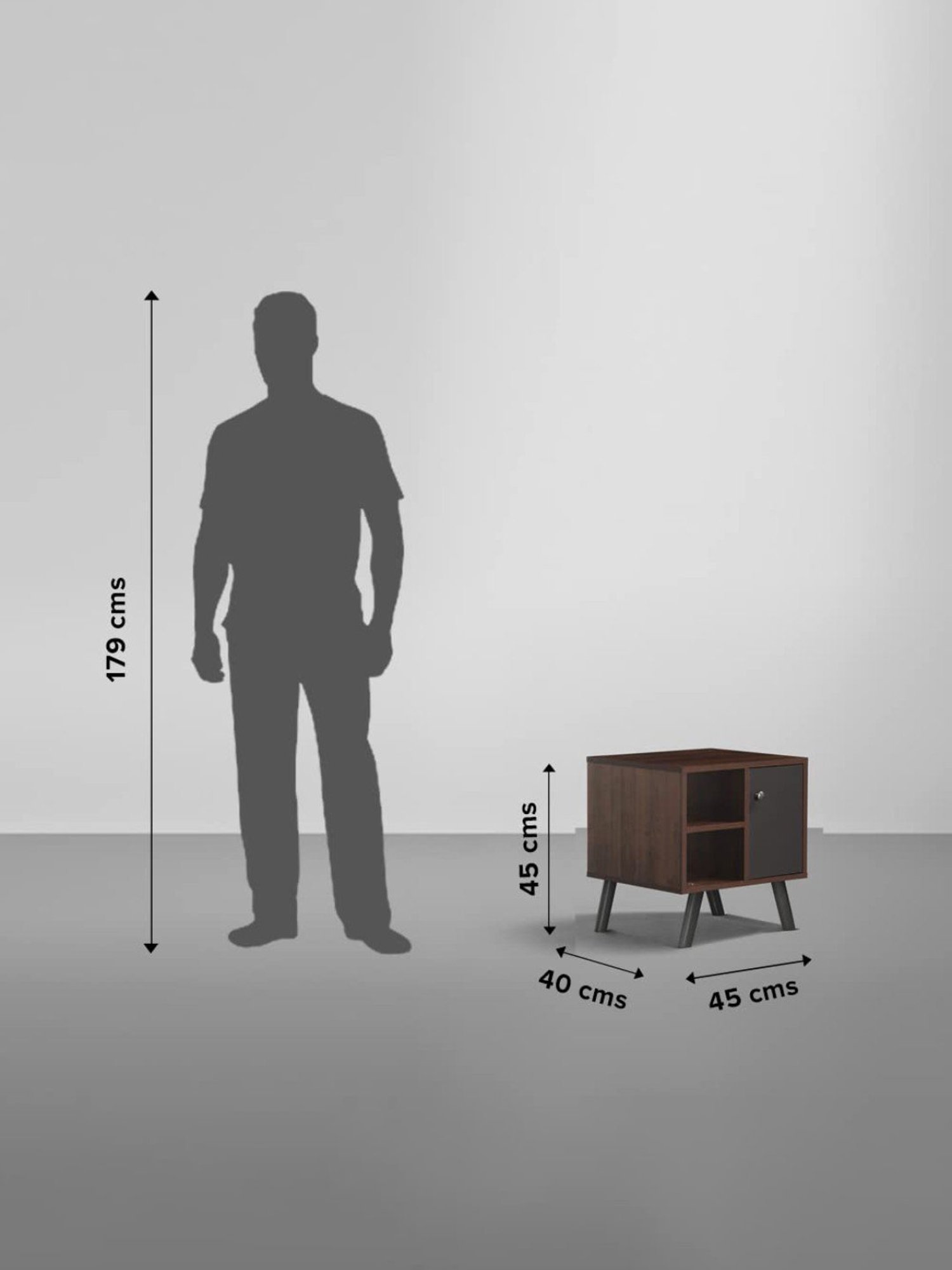 Sleepyhead Bestie Dark Brown & Slate Grey Engineered Wood Bedside Table