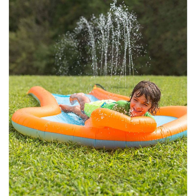 HearthSong 12'L Inflatable Water Slide with 3'W Splash Pool and Two Inflatable Speed Boards