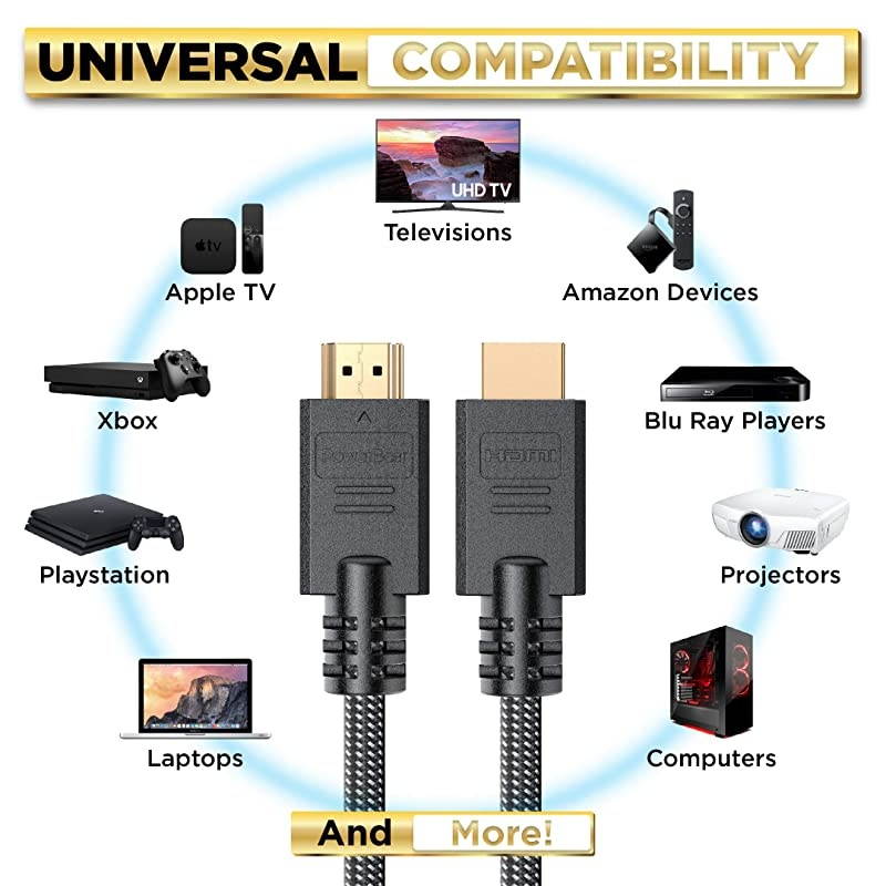 4K HDMI Cable 3 ft | High Speed Braided Nylon Gold Connectors 4K 60Hz Ultra HD 2K 1080P ARC Compatible | for Laptop Monitor PS5 PS4 Xbox One Fire TV Apple TV More