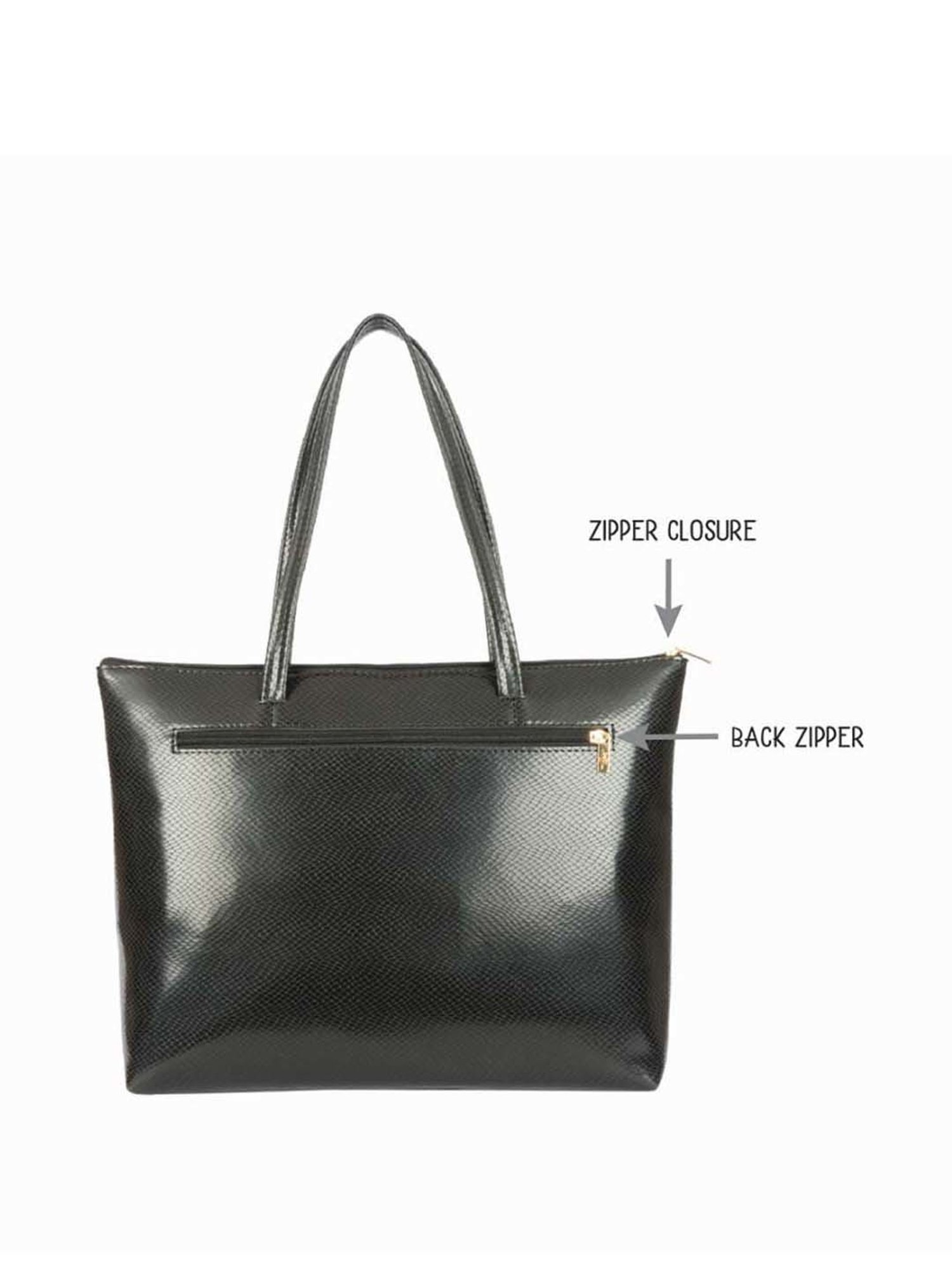 Baggit Black Textured Large Tote Handbag