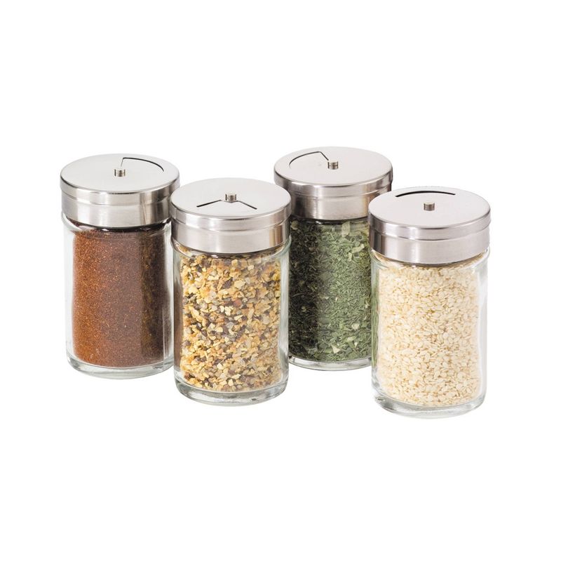 Oggi 8 Piece Round Airtight Glass Canister and Spice Jar Set with Stainless Steel Lids