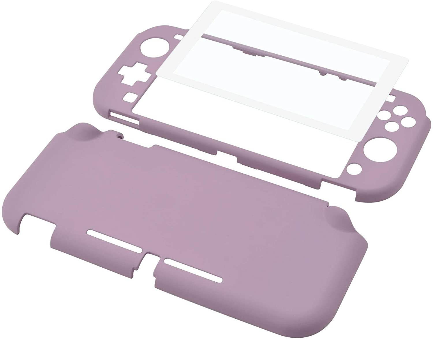 eXtremeRate PlayVital Customized Protective Grip Case for Nintendo Switch Lite, Dark Grayish Violet Hard Cover for Nintendo Switch Lite - 1 x White Border Tempered Glass Screen Protector Included