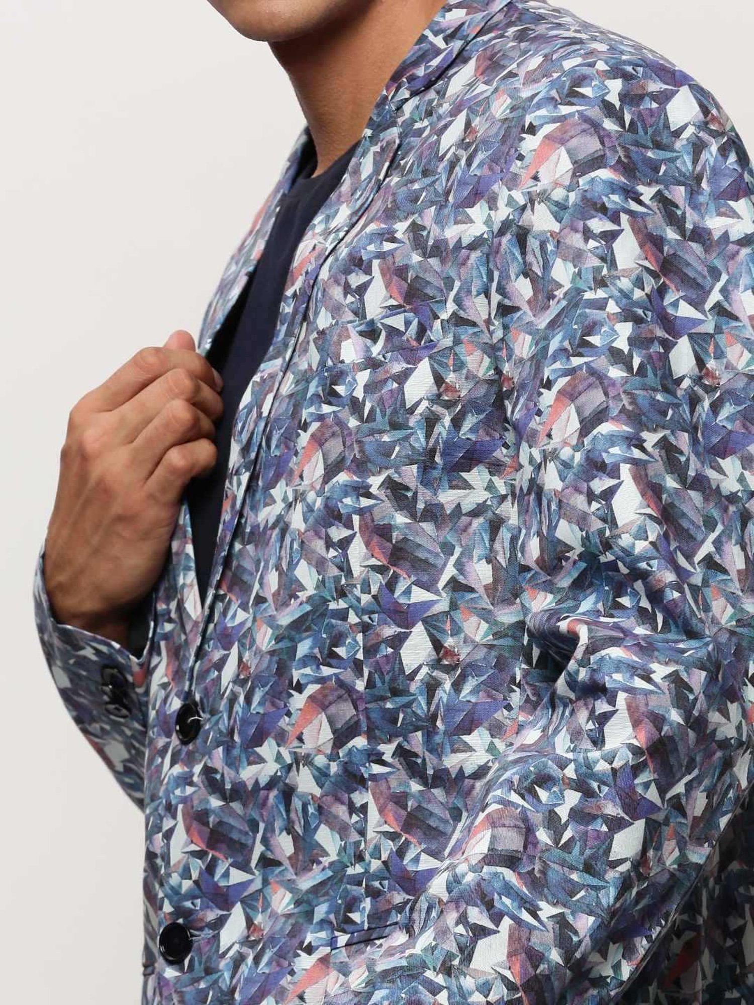 Louis Philippe Light Blue Regular Fit Blazer