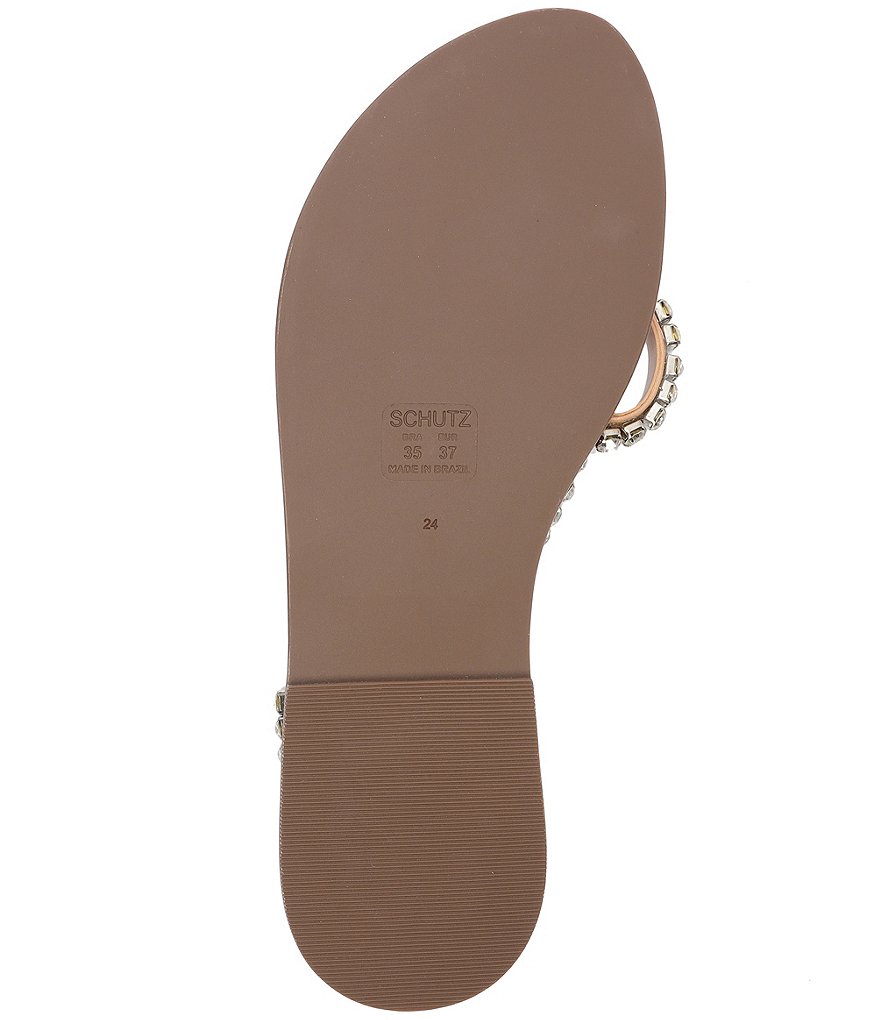 Schutz Azalea Rhinestone Leather Toe Ring Flat Sandals