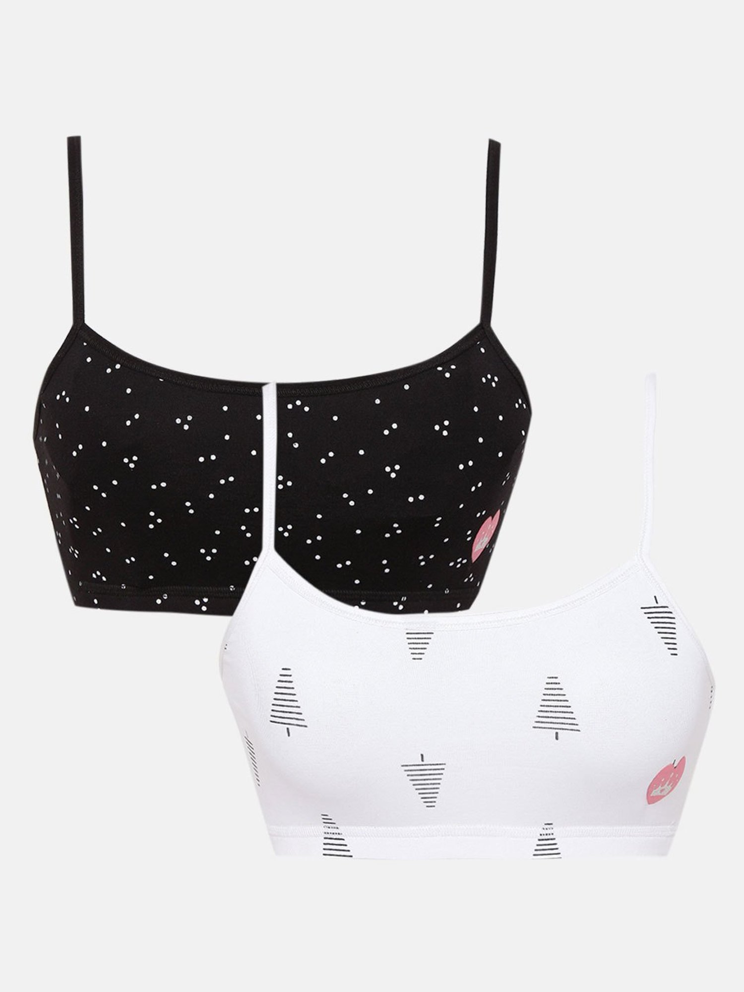 Sillysally Kids White & Black Printed Sports Bra (Pack Of 2)