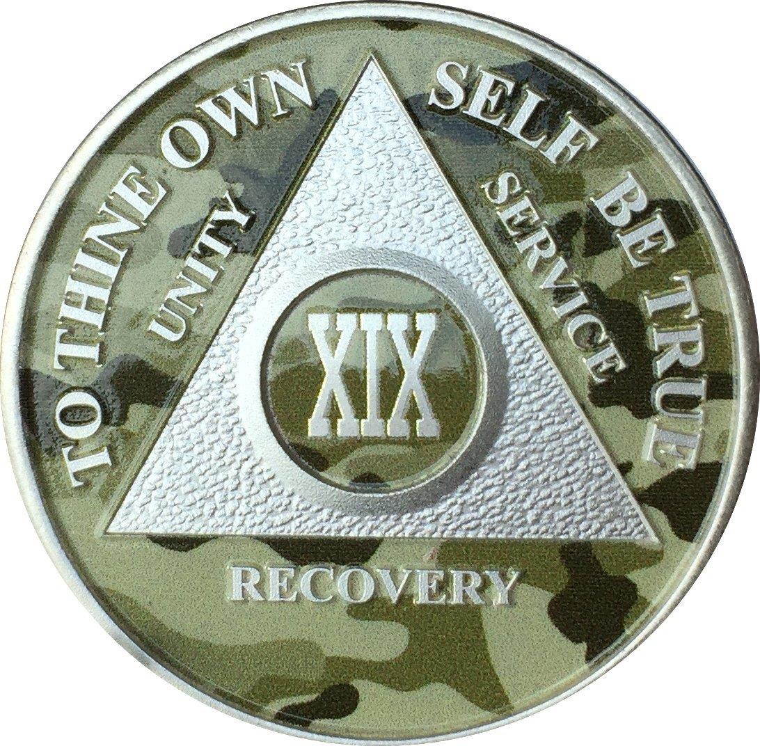 19 Year AA Medallion Camo Silver Plated Camouflage Color Chip