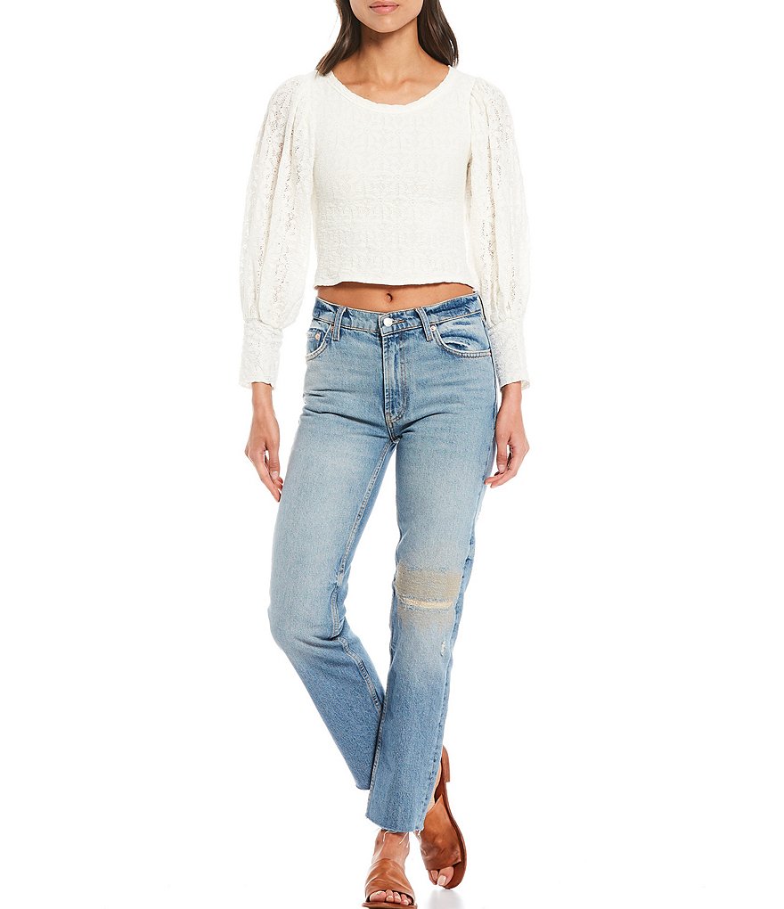 Free People Tea Time Long Puff Sleeve Top