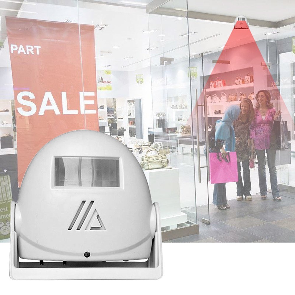 Wireless Door Bell Shop Guest Welcome Device Visitor Entry Alert Door Chime Infrared Motion Sensor Home Anti-theft Alarm, White