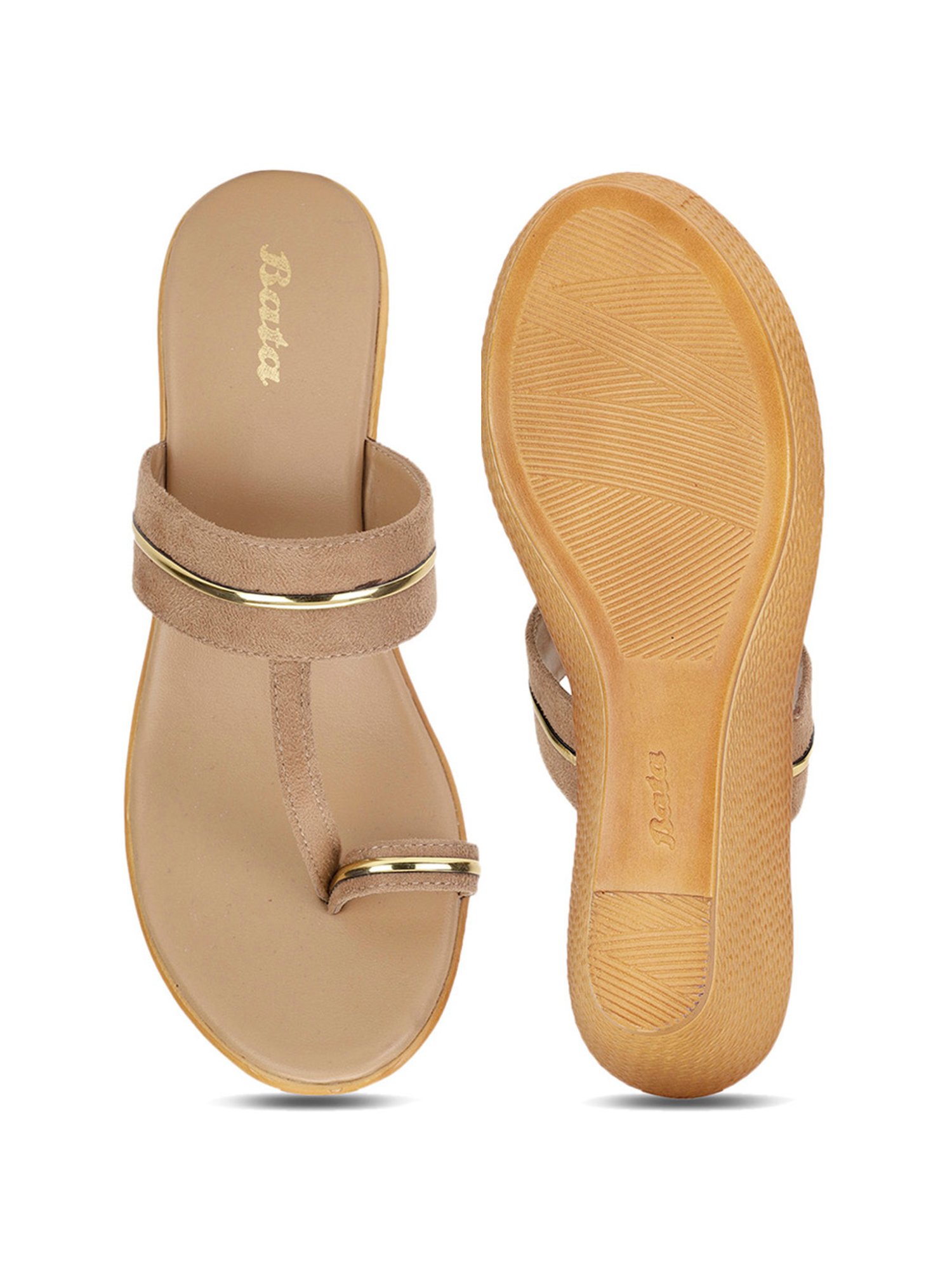 Bata Women's Beige Toe Ring Wedges