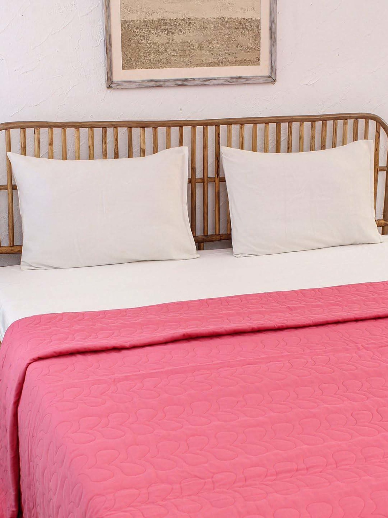 House This Kaliveli Dark Pink 150 TC Cotton Double Bedcover