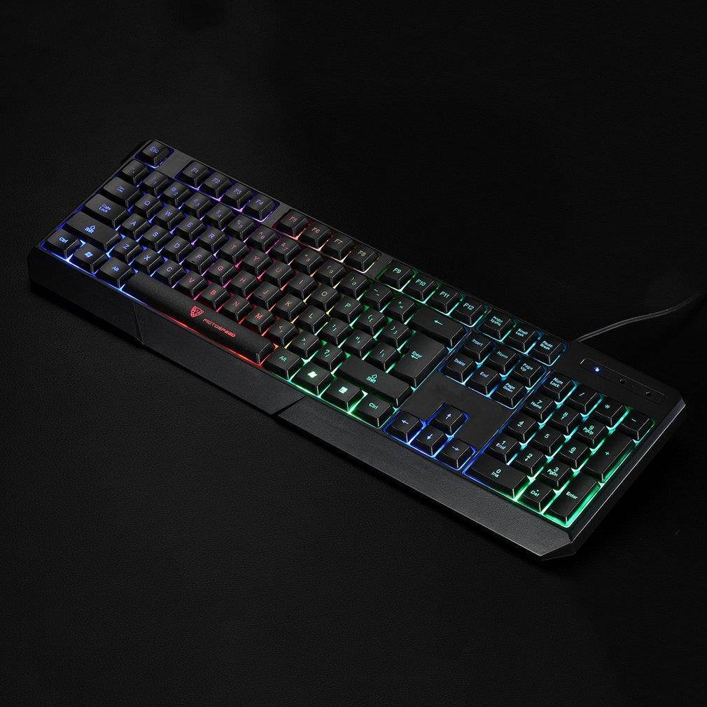 Wired Keyboard 104 Keys Blue Switch Rainbow Backlit Gaming for PC Game