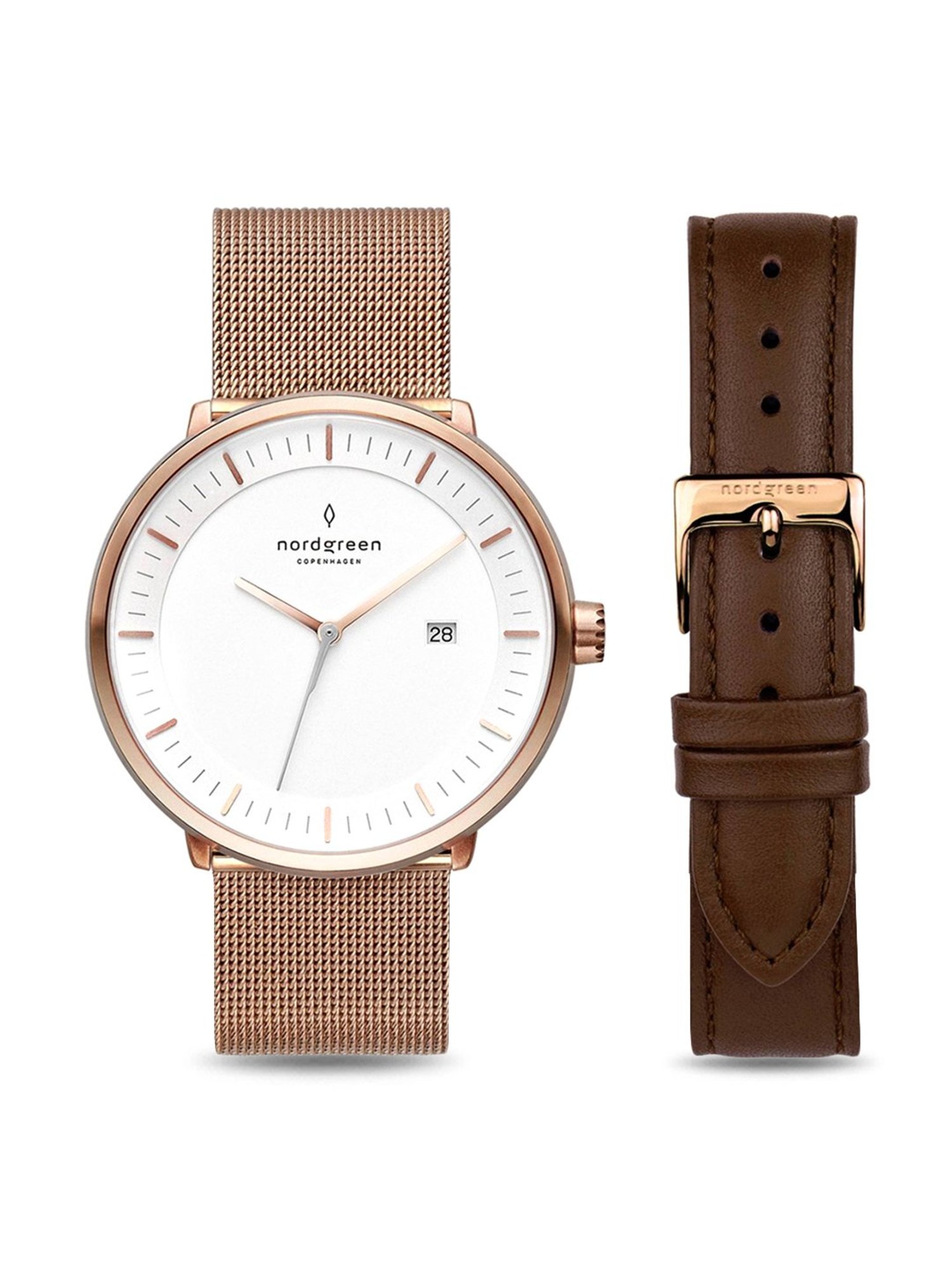 Nordgreen PH36RGXXMEROLEBR Philosopher-Bundle Unisex Analog Watch with Strap Set Combo