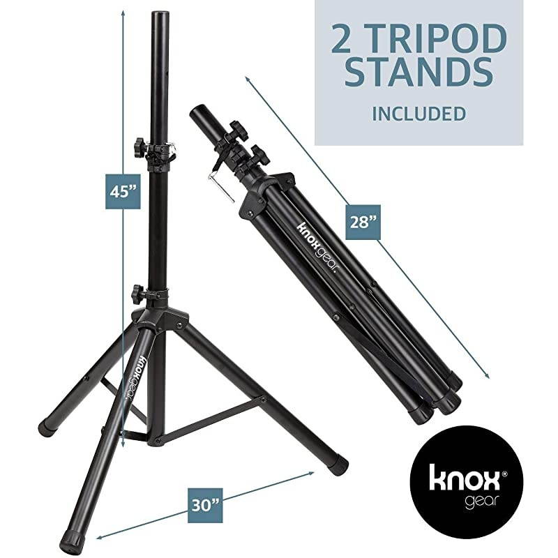 Dual 15" Speakers, 600 Watt - 8 Piece Portable PA System - Microphone, Tripods, Remote Control - Bluetooth, USB, SD Card, RCA and 1/4" Inputs - Colorful LED Lights