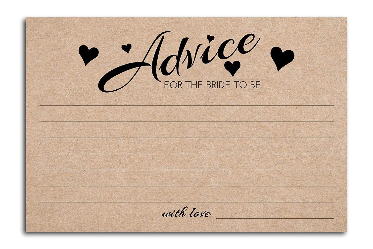 Home Advantage - (50 Pack) 4x6 Advice and Wishes for The Bride to Be (Kraft)
