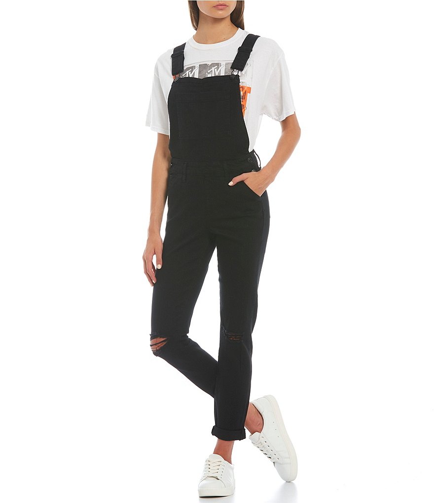 Celebrity Pink Destructed Overalls