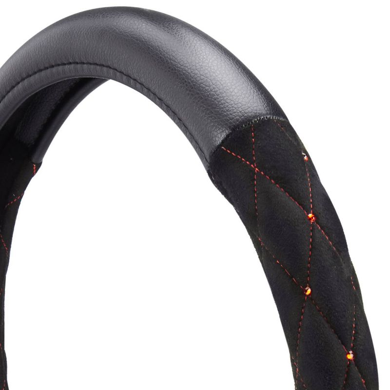 LUNNA 1pc Fire Red Steering Wheel Cover Embellished with Swarovski Crystals