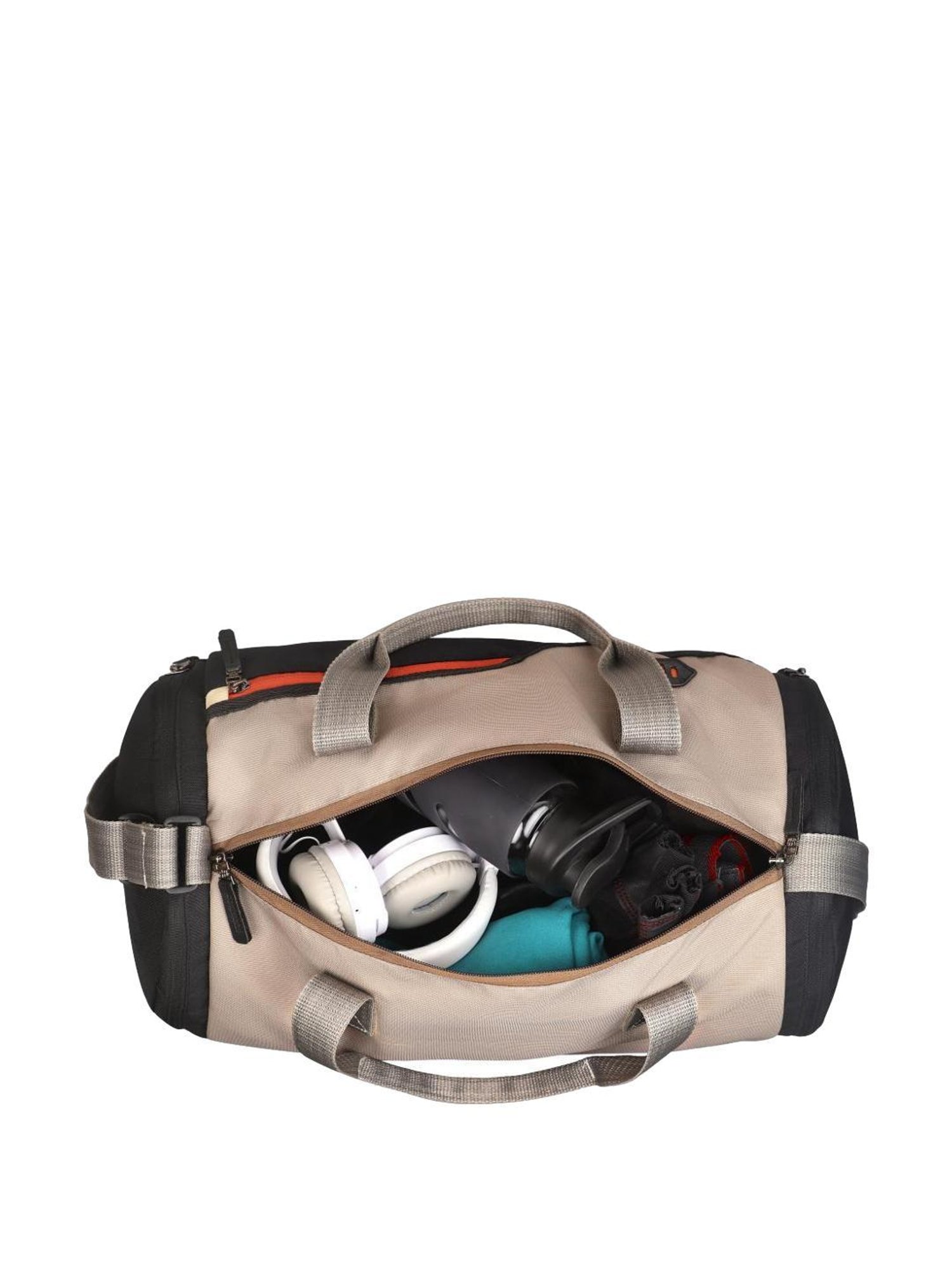 Harissons Casper Black & Camel Polyester Color Block Duffle Bag