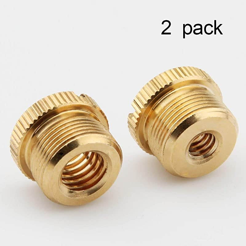 Microphone Stand Adapter 5/8" Male to 1/4" Female, 5/8" Male to 3/8" Female Adapter, Camera Tripod Accessories, 2 Pack(Brass)