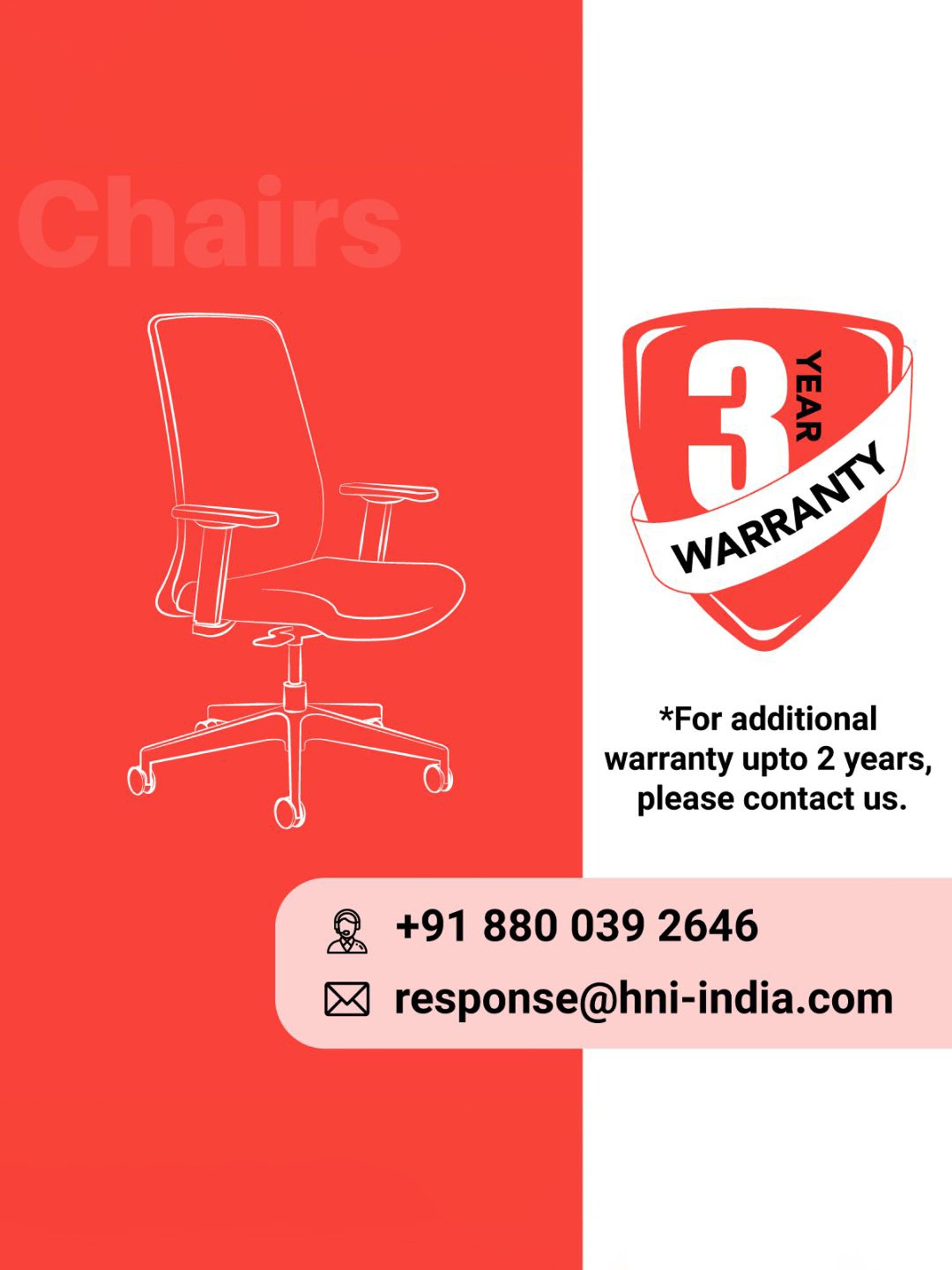 HNI India Fluence Black PU Foam Lumbar Support Office Desk Chair