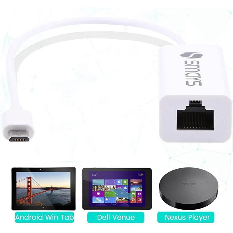 USB Ethernet Adapter for Android Windows Tablet Nexus Player Dell Venue Wired LAN Connection