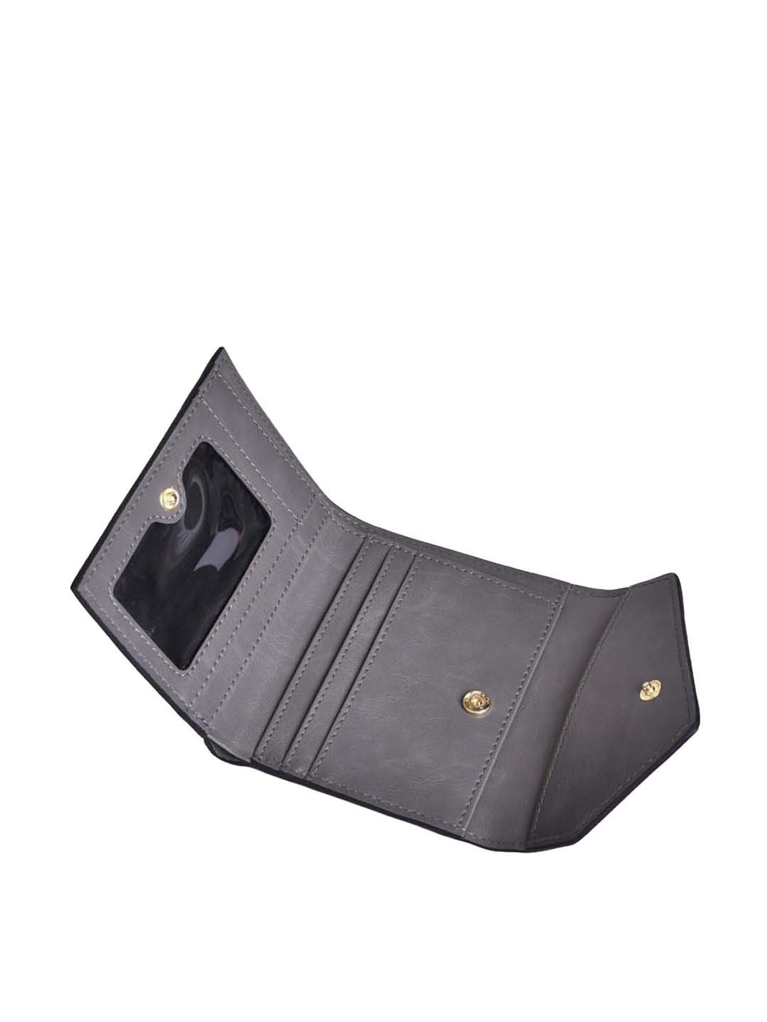 BELWABA Grey Color Block Tri-Fold Wallet for Women