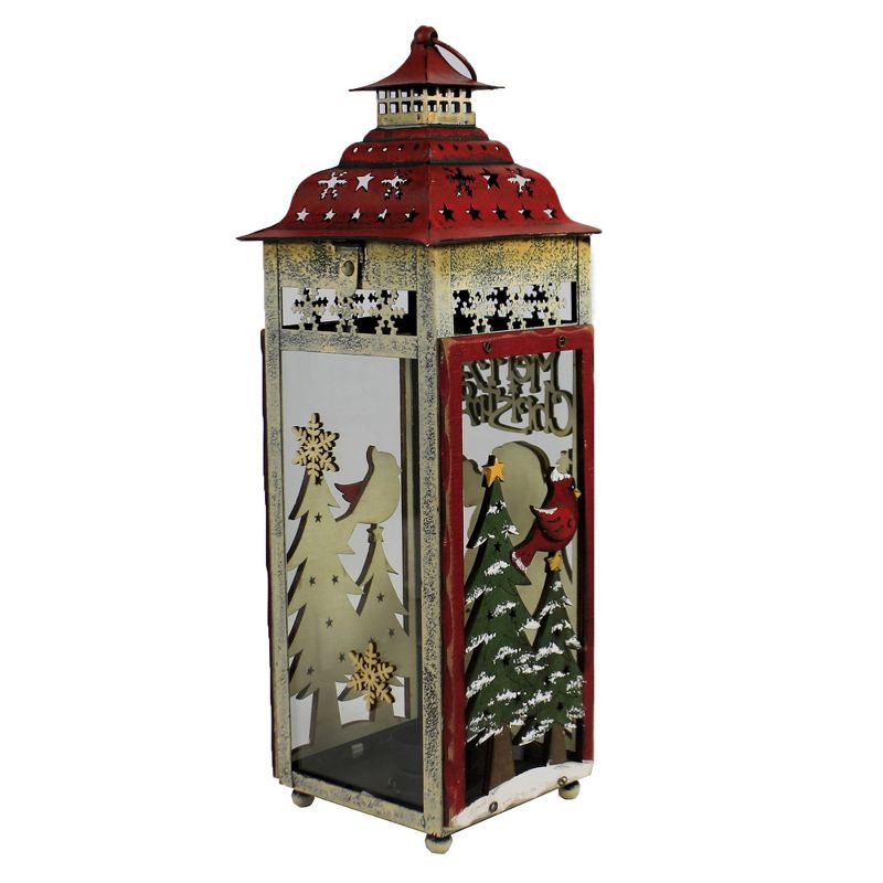 Christmas 15.25" Santa Tea Light Lantern Tea Light Cardinal Laser Cut  -  Decorative Figurines