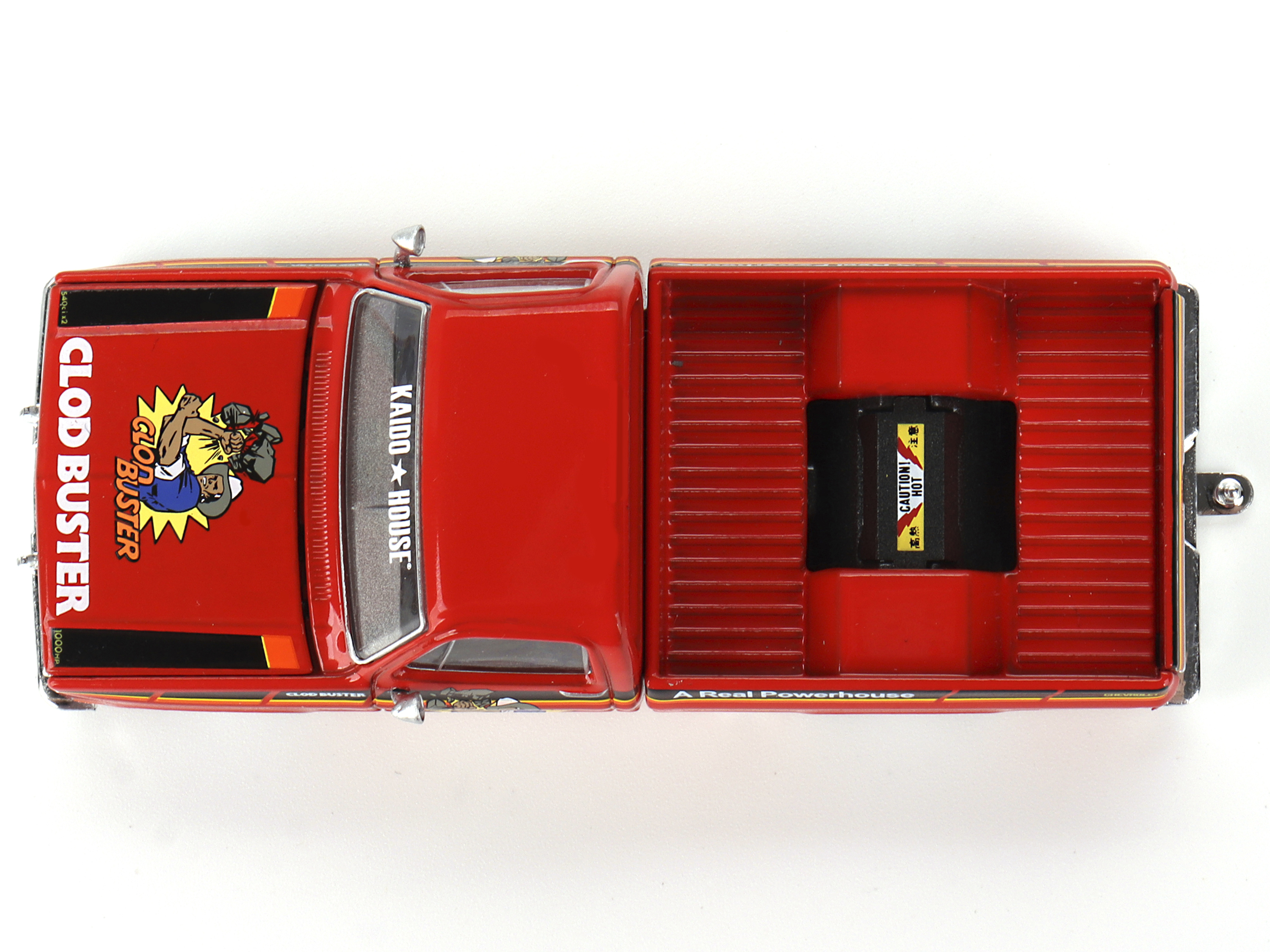 1976 Chevrolet Stepside Pickup Truck Tangier Orange with White Stripes 1/87 (HO) Scale Model Car by Classic Metal Works