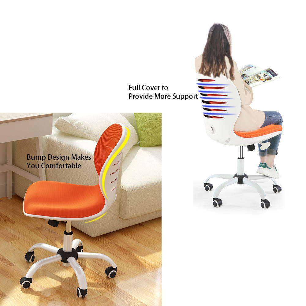 Multi Function Mid Back Mesh Adjustable Home Office Task Chair with Armrest (Orange)