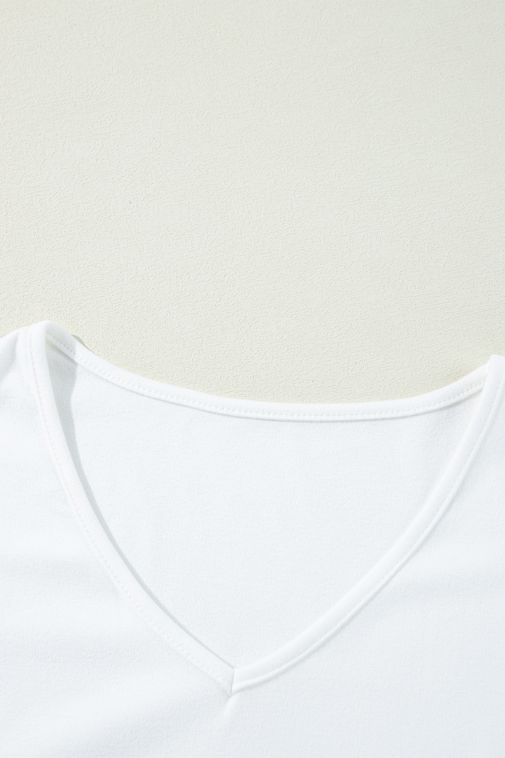 Plain White Solid Color Casual V Neck Long Sleeve Knit Top