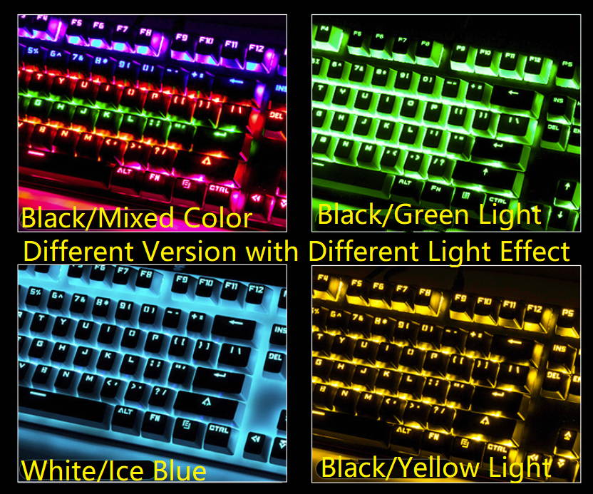 Ajazz AJ119  26 Anti-ghosting Keys, Ergonomic Design, Cool Exterior USB Wired Black Mechanical Green Color Backlit LED Keyboard And 2400DPI  Mouse Combo For Office And Game-Black