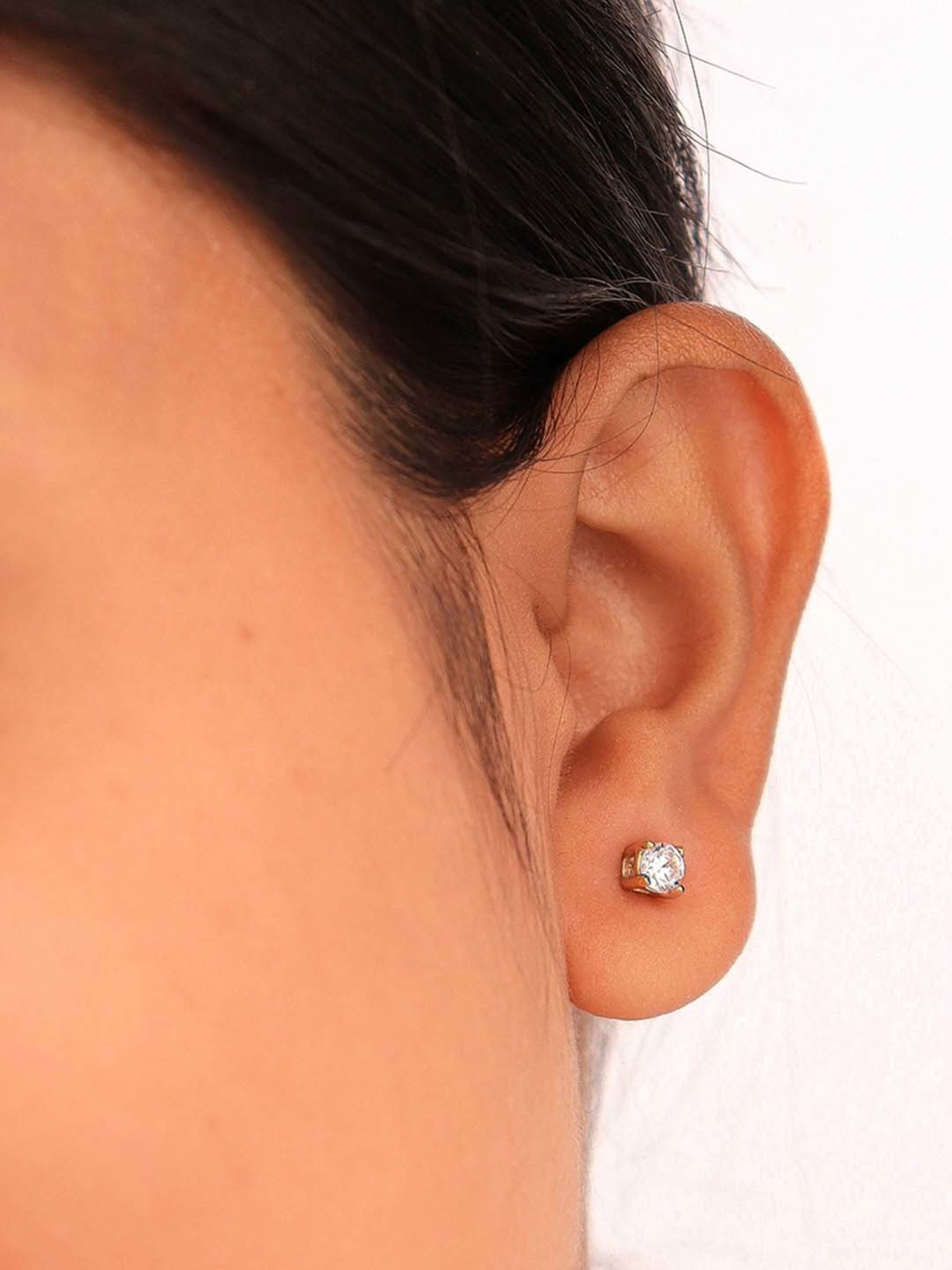 Silberry 925 Sterling Silver 18k Gold Plated Classic 4mm Stud Earrings for Women