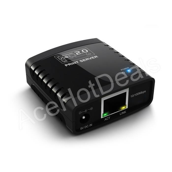 USB 2.0 LRP Print Server Share a LAN Networking USB Printer Ethernet Hub Adapter