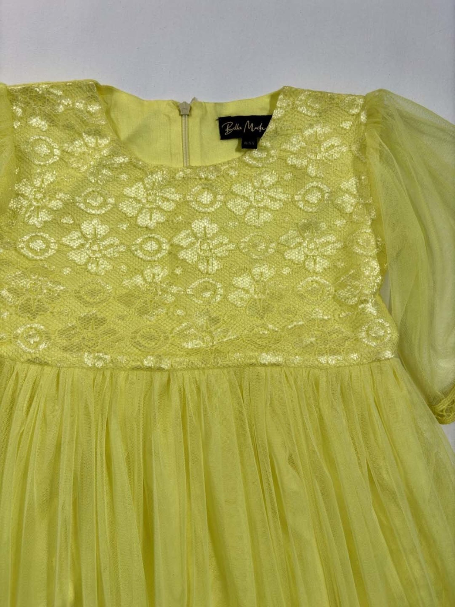 Bella Moda Kids Yellow Embroidered Dress