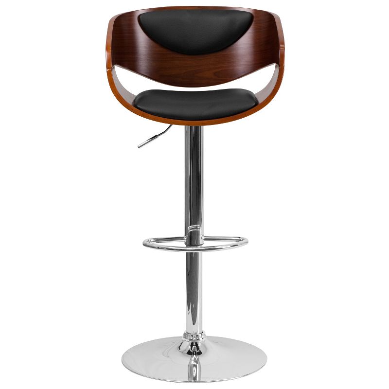 Flash Furniture Walnut Bentwood Adjustable Height Barstool with Black Vinyl Seat